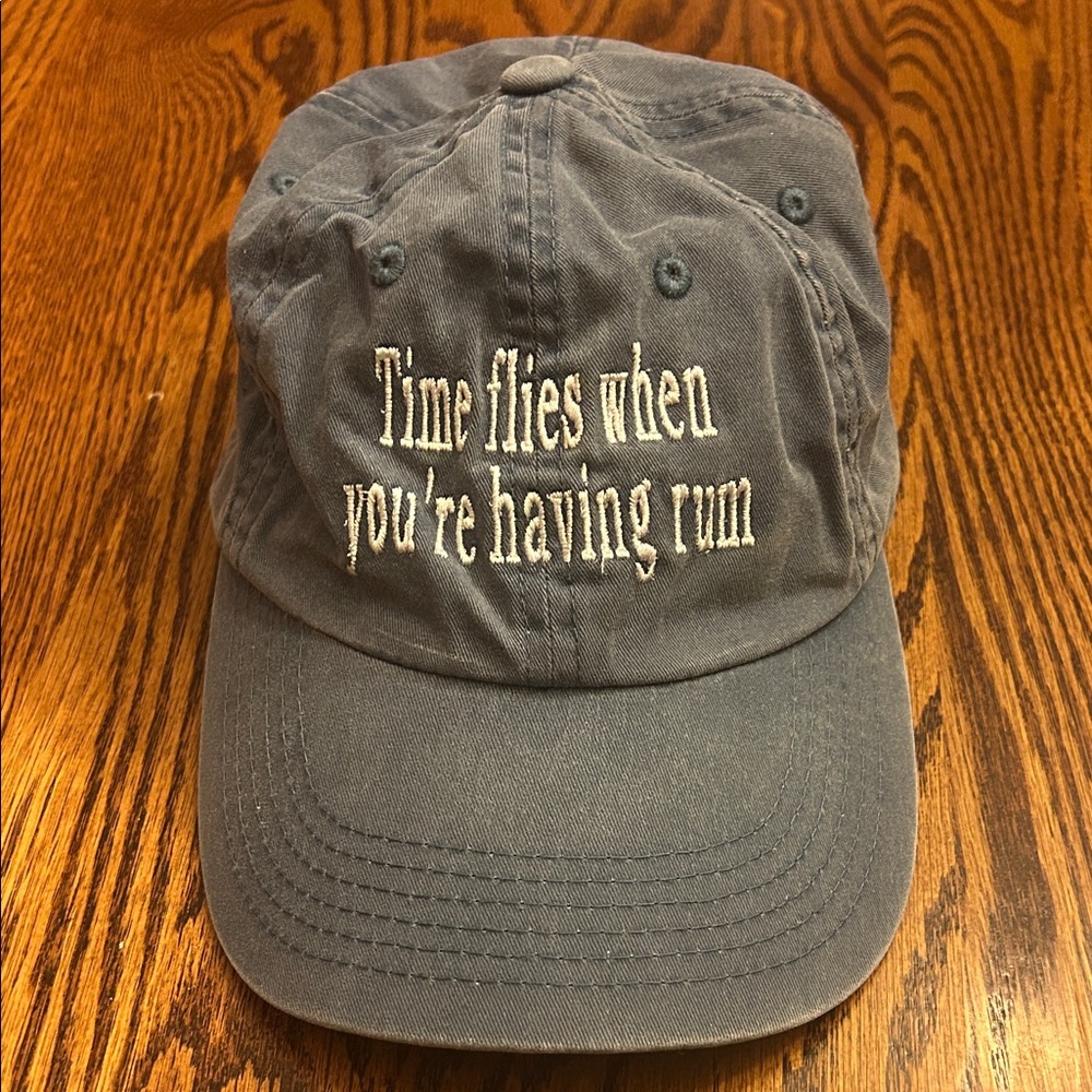 Time Flies when you’re having Rum embroidered 100% cotton blue baseball cap/ hat